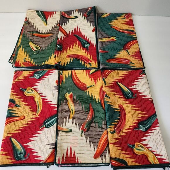 Southwestern Napkins Chile Peppers 17" Napkins Set of 6 NWT - Picture 1 of 5